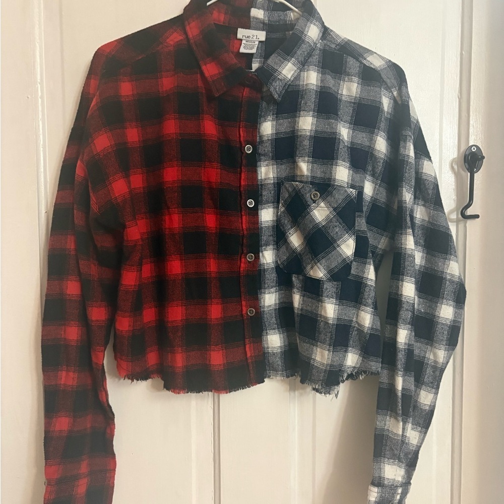Rue21 Red and Black Plaid Shirt